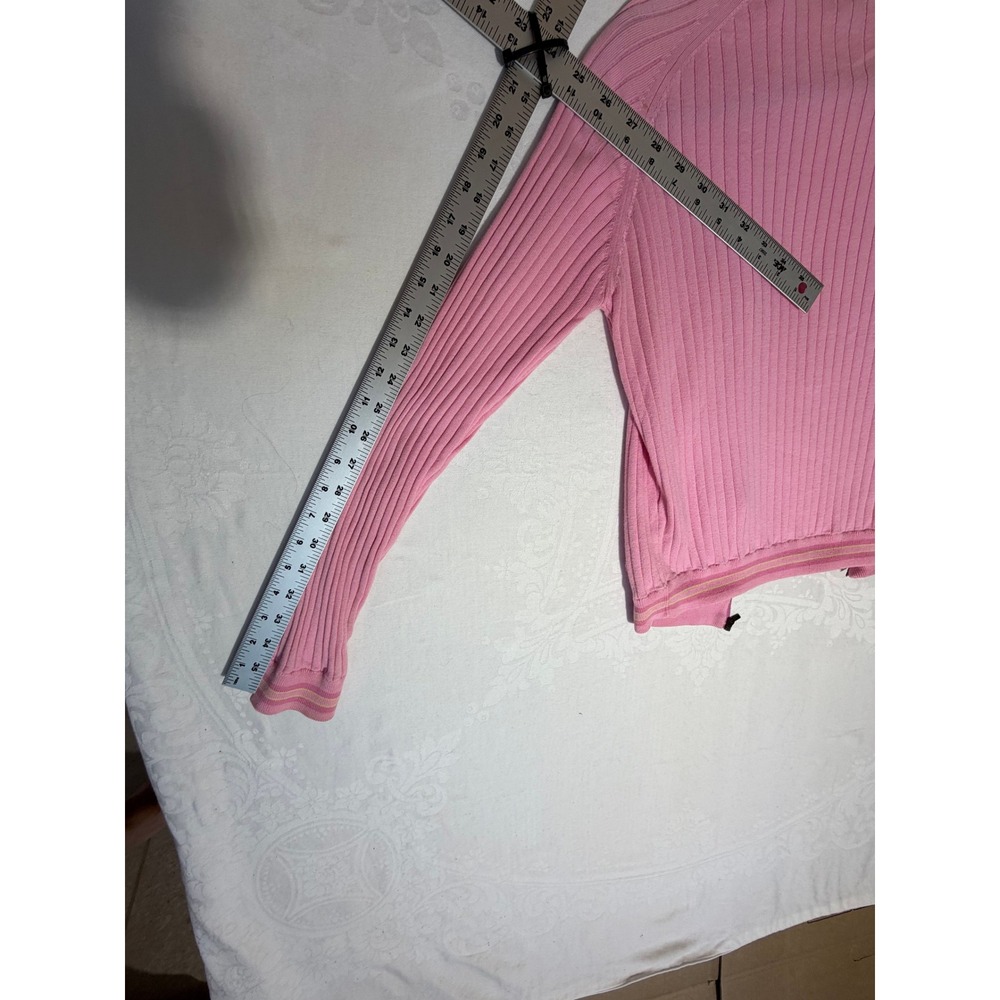 Burberry Golf Pink Ribbed Cotton Full Zip Cardigan & Shell Set Made in Italy M - Picture 4 of 9